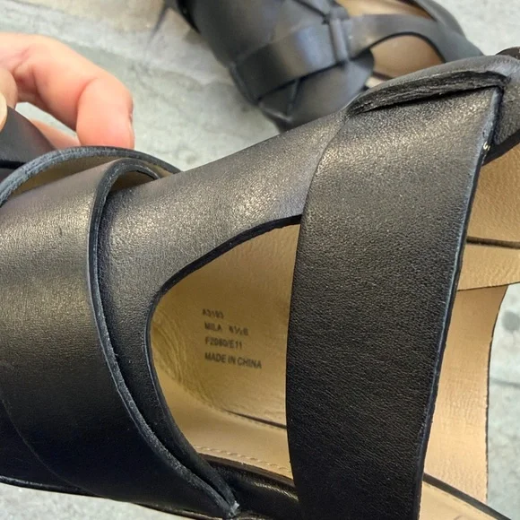 Coach MILA Black Leather Buckle Sandals Dress stiletto Size 6.5 - Picture 9 of 13